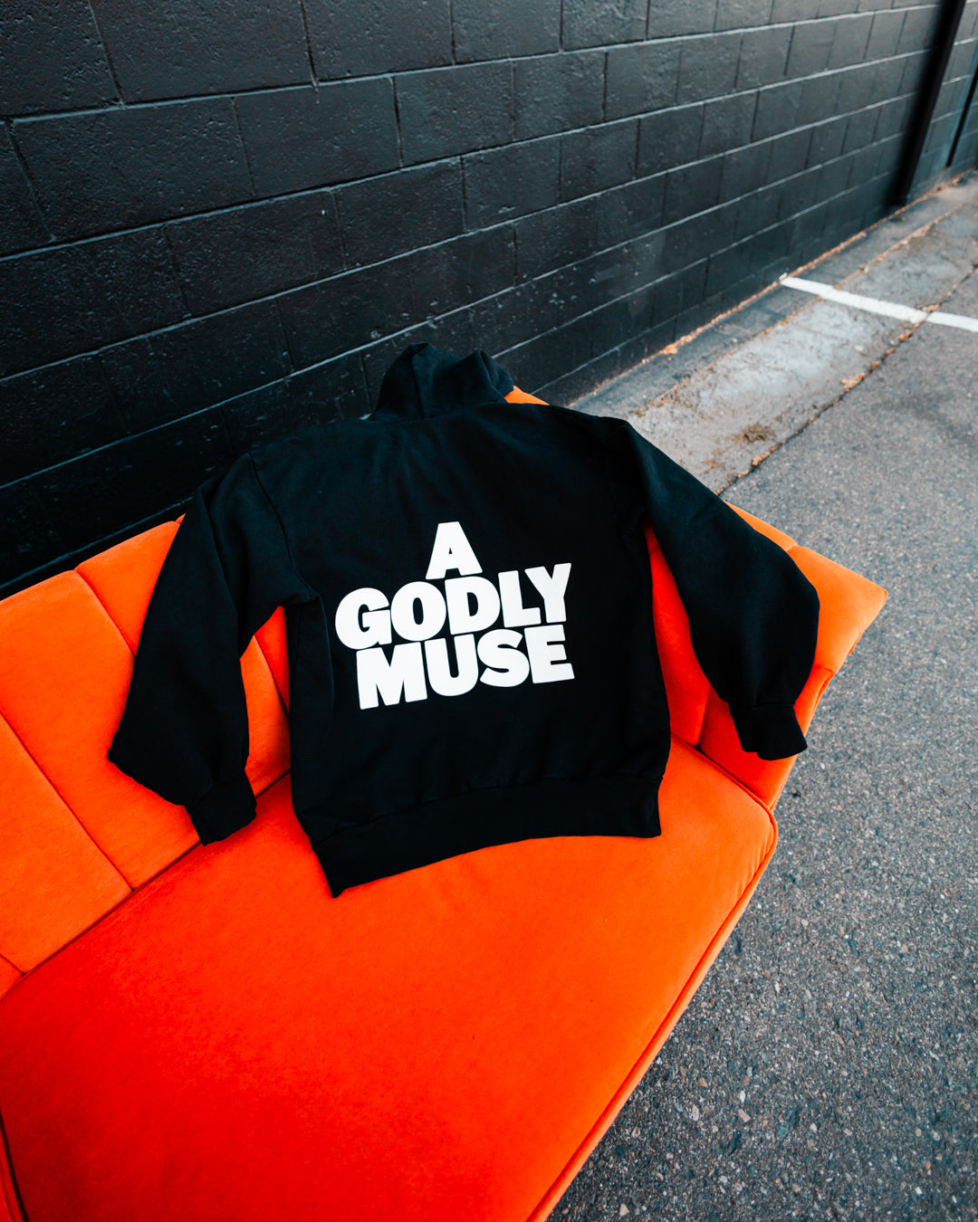 ‘A Godly Muse’ Hoodie ~ Black/White