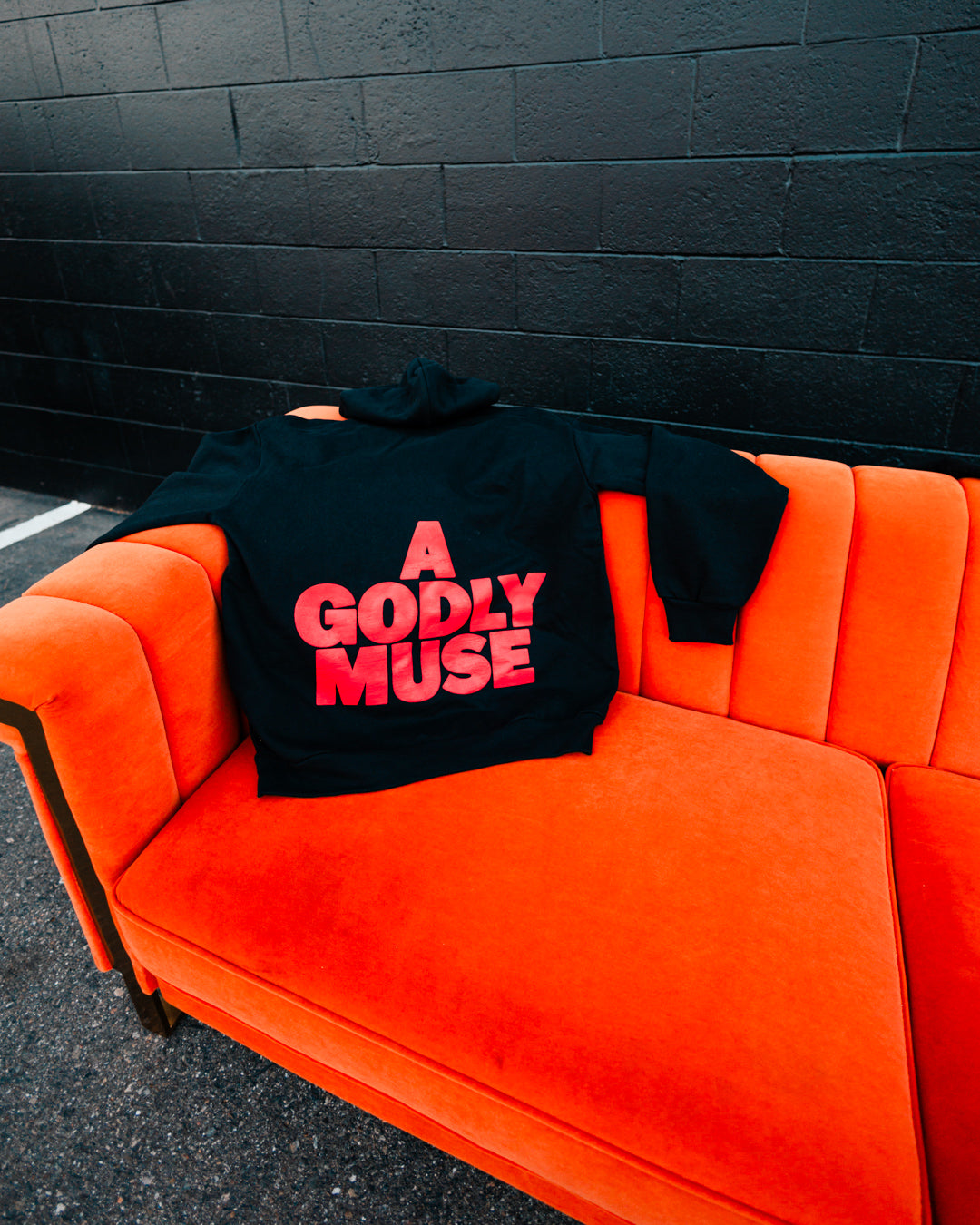 ‘A Godly Muse’ Hoodie ~ Black/Red