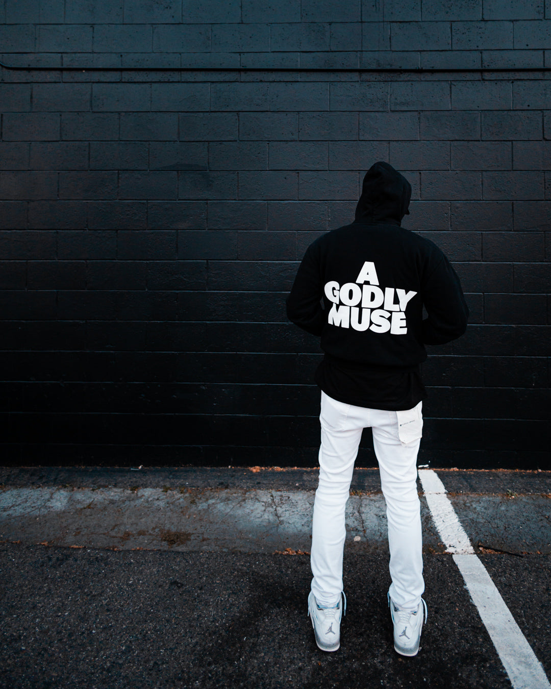 ‘A Godly Muse’ Hoodie ~ Black/White